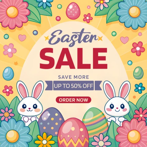 Colorful Easter Sale Design Template for Spring Promotions