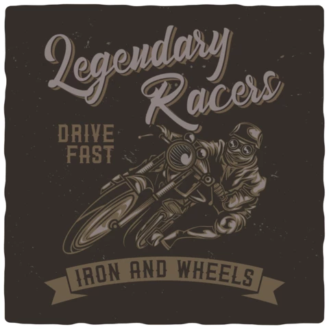 Plantilla de diseño de cartel de carreras de motos vintage