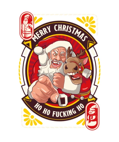 Modelo de design de camiseta de desenho animado de Feliz Natal ho ho ho