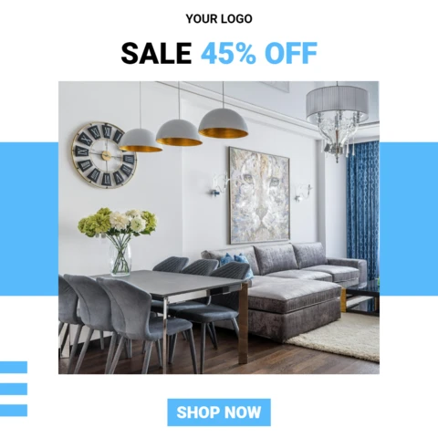 Blue Modern Collage Instagram Marketing Post Design Template