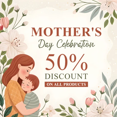 Floral Mother's Day Celebration Template with Discount Offer – Editable Design