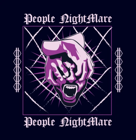 Nightmare Design Template with Graphic Hands for Apparel