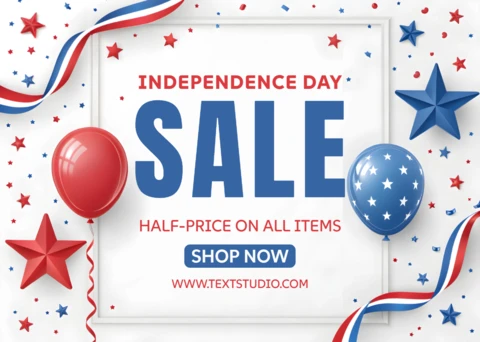 Independence Day Sale 3D Design Template with Balloons and Stars