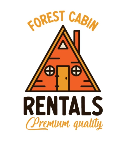 Modèle de logo pour la location de chalets en forêt