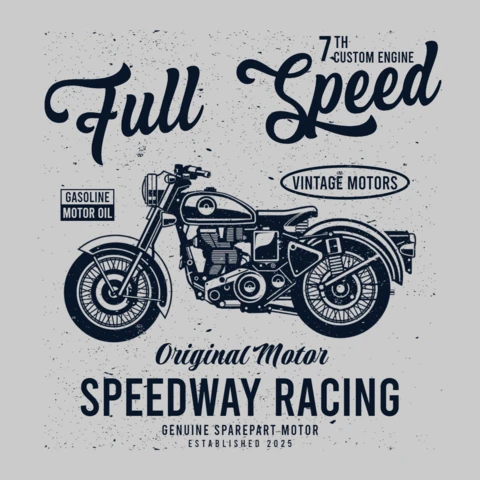 Full Speed Motorcycle Racing T-Shirt Design Template