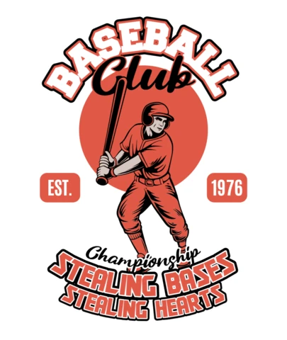 Baseball Club Championship Stealing Bases & Hearts Since 1976 T-Shirt Design Template