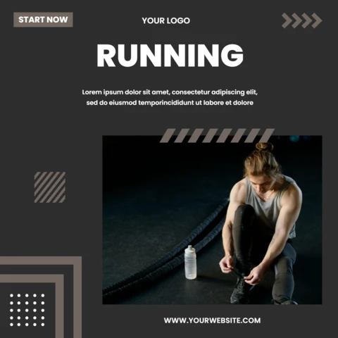 Modelo de design de post de mídia social para academia de corrida