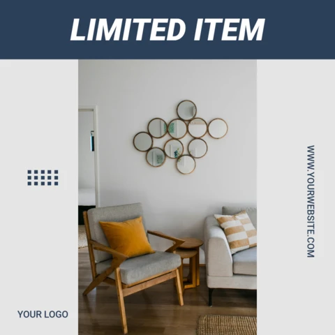 Flat Grey And Blue Advertising Social Media Post Design Template