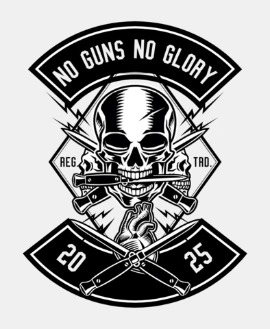 Szablon koszulki z czaszką "No guns no glory