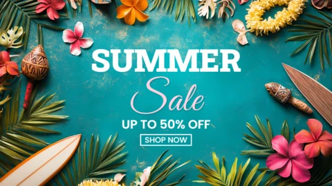 Vibrant Summer Sale Design Template with Tropical Elements