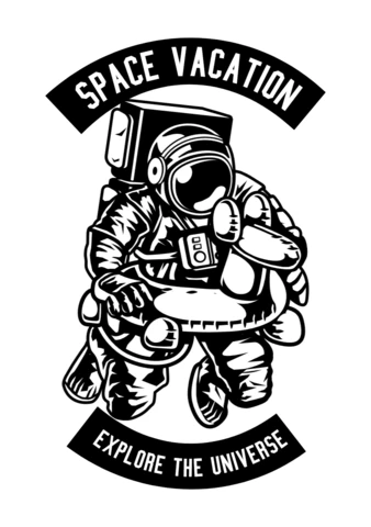 Plantilla de diseño de camiseta de astronauta de vacaciones espaciales