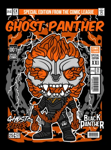 Marvel Ghost Panther Cartoon Character Magazine Cover Design Template