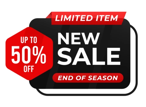 Sale Banner Badge Label Promotion Black Red Color Design Template