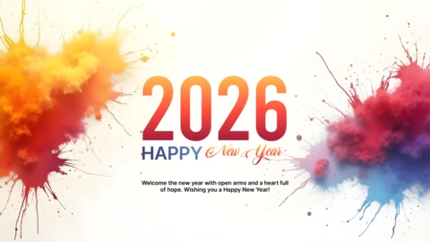 Levendig gelukkig nieuwjaar 2026 kleurrijk sjabloon
