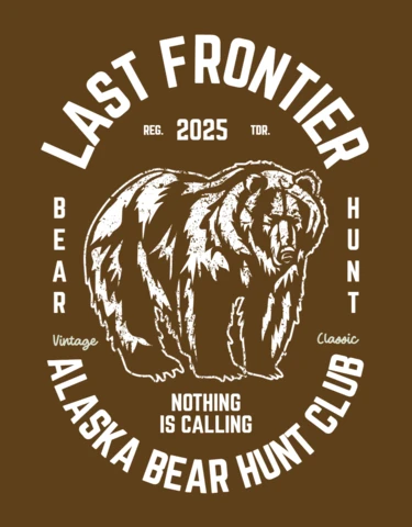 Plantilla de diseño de camiseta del club de caza del oso de Alaska