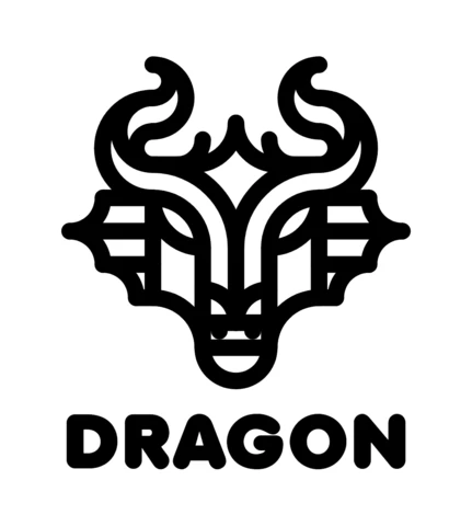 Modelo de design do logotipo do dragão preto