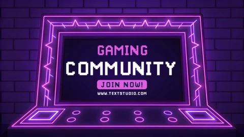 Modèle de communauté de jeu néon violet pour des designs engageants