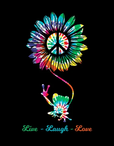 Live Laugh Love Hippie Tie And Dye Flower T-shirt Design Template