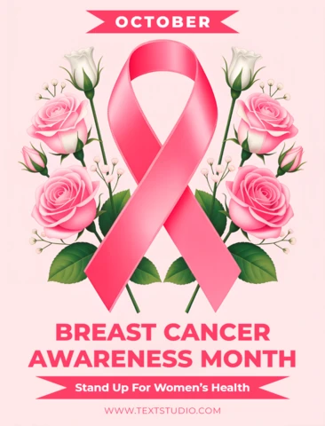 Modèle de conception pour le mois de sensibilisation au cancer du sein avec un ruban rose et des roses pour des affiches.
