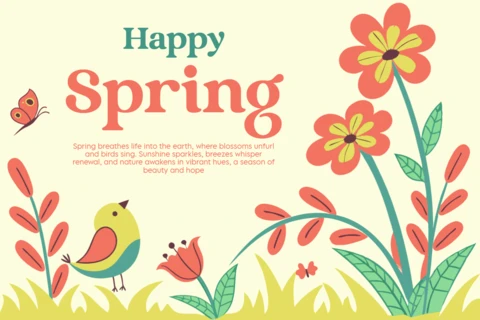 Modello di design floreale Happy spring per vivaci celebrazioni stagionali