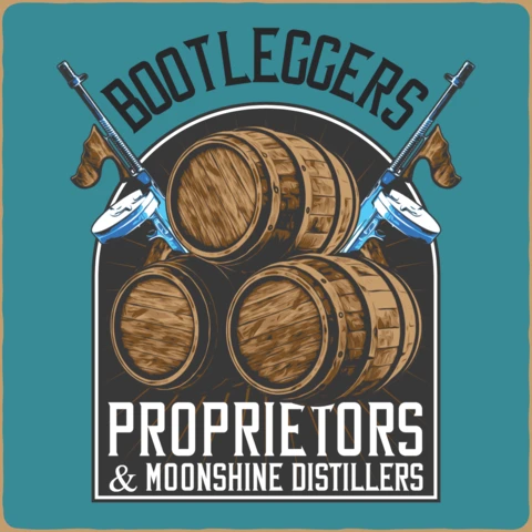 Barriles y pistolas moonshine prohibición plantilla de diseño de camiseta