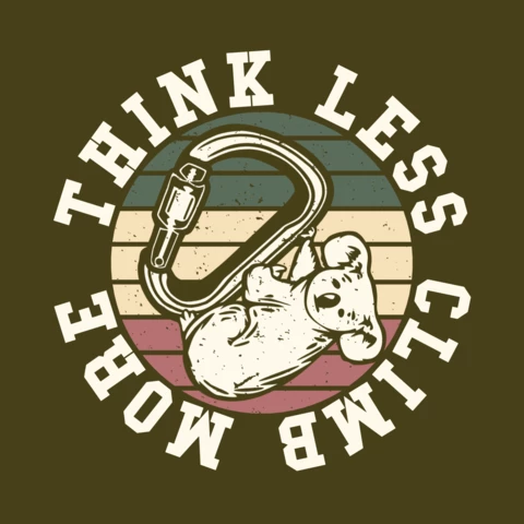 Koala Climbing A Carabiner Vintage Logo Design Template