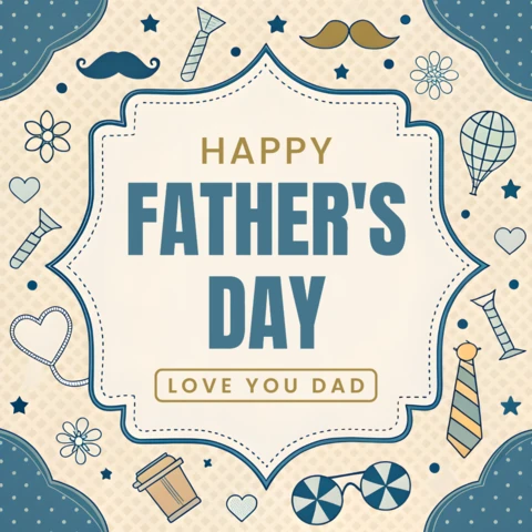 Vintage Father's Day Greeting Card Template Design