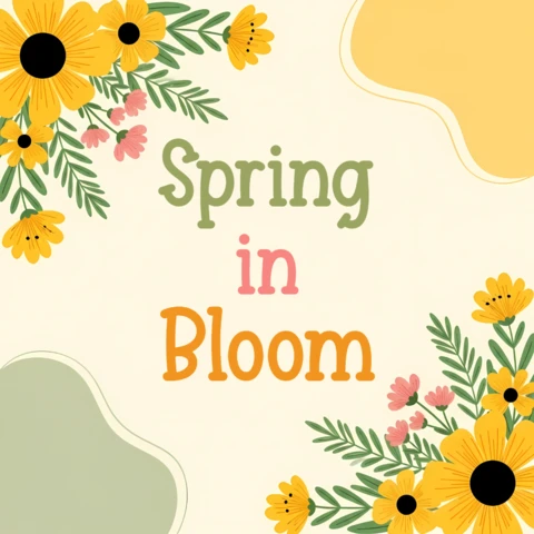 Spring in Bloom Floral Design Template for Greeting Cards