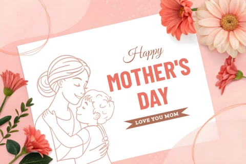 Charming Mother's Day Greeting Card Template - Floral Design for Love You Mom