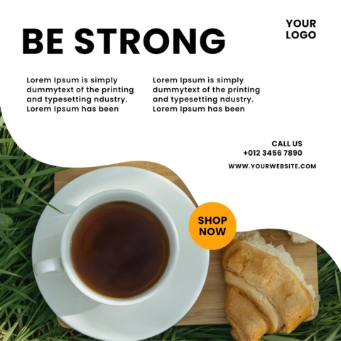 Szablon plakatu do mediów społecznościowych Be strong coffee