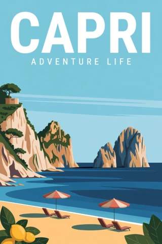 Template de design de vida de aventura Capri para pôsteres de viagem