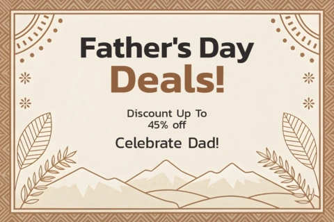 Editable Father's Day Deals Template - Boho Design with Mountain Motifs
