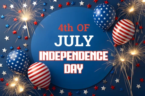 Template di celebrazione del giorno dell'indipendenza del 4 luglio con design di palloncini e stelle