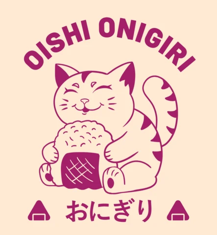 Modèle de design d'onigiri de chat ludique pour des illustrations de nourriture amusantes