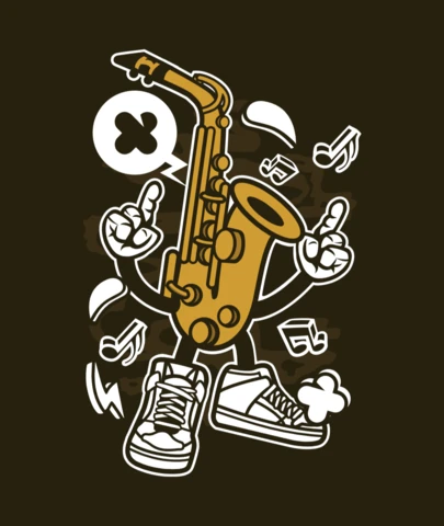 Saxophon cartoon charakter t-shirt design vorlage