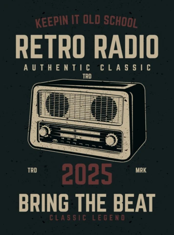 Retro Radio T-shirt Design Template