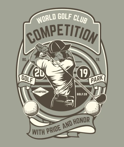Golf World Competition Art Deco Display Design Template