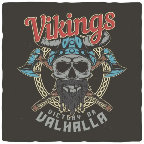 Viking Skull Vintage T-shirt Design Template