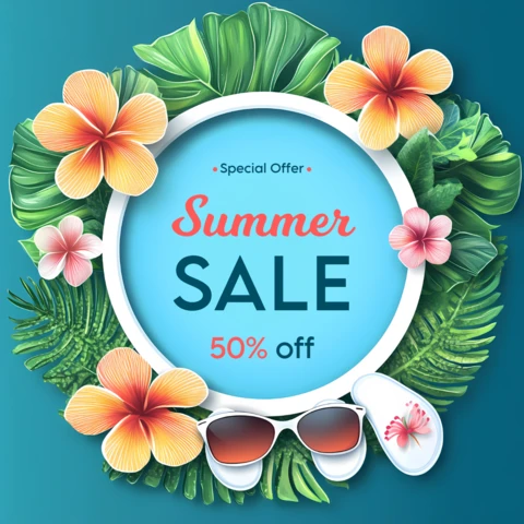 Vibrante plantilla de diseño de venta de verano tropical para promociones