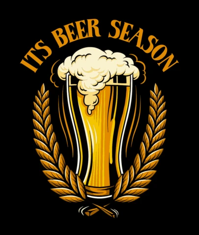 Es temporada de cerveza, diseño de camiseta con ilustración de vaso de pinta audaz y trigo para Oktoberfest y productos de bebida de otoño.