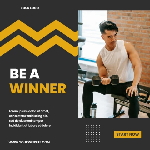 Yellow Chevrons Geometric Minimal Instagram Post Design Template