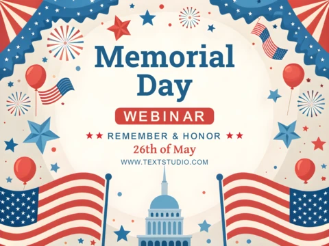 Patriotic Memorial Day Webinar Design Template – Celebrate and Honor with Festive Graphics