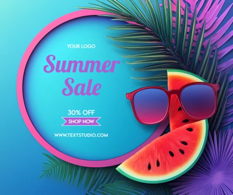Vibrant Summer Sale Design Template with Tropical Elements