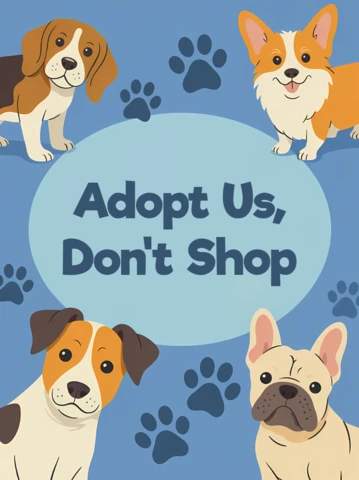 Playful Dog Adoption Poster Template with Cartoon Style Design