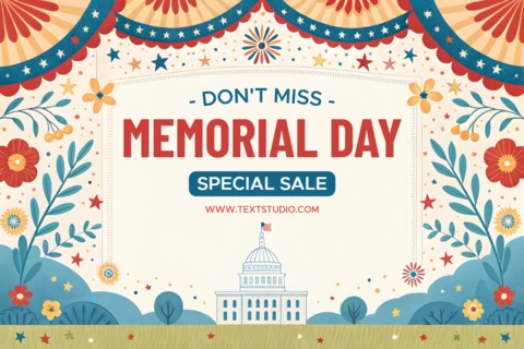 Festive Memorial Day Sale Design Template with Floral Elements
