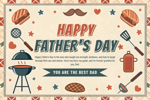 Vintage Father's Day Celebration Template - Editable Design for Heartfelt Messages