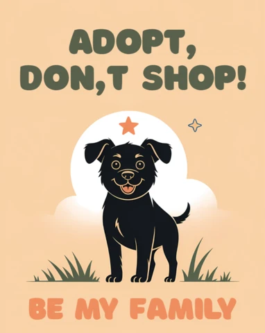 Plantilla de diseño para carteles de perro juguetón adopta no compres