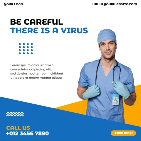 Coronavirus Awareness Medical Instagram Post Design Template