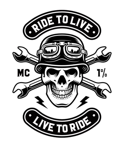 Ride to Live Vintage Skull Logo Design Template