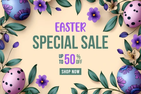 Plantilla de diseño floral de Pascua para promociones de venta especiales